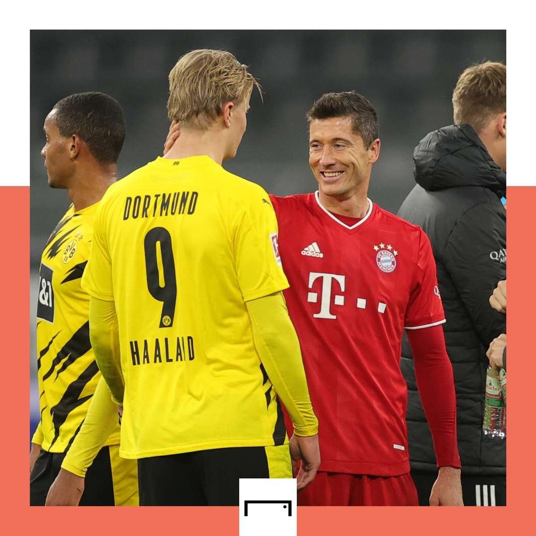Robert Lewandowski Bayern Erling Haaland Dortmund GFX 
