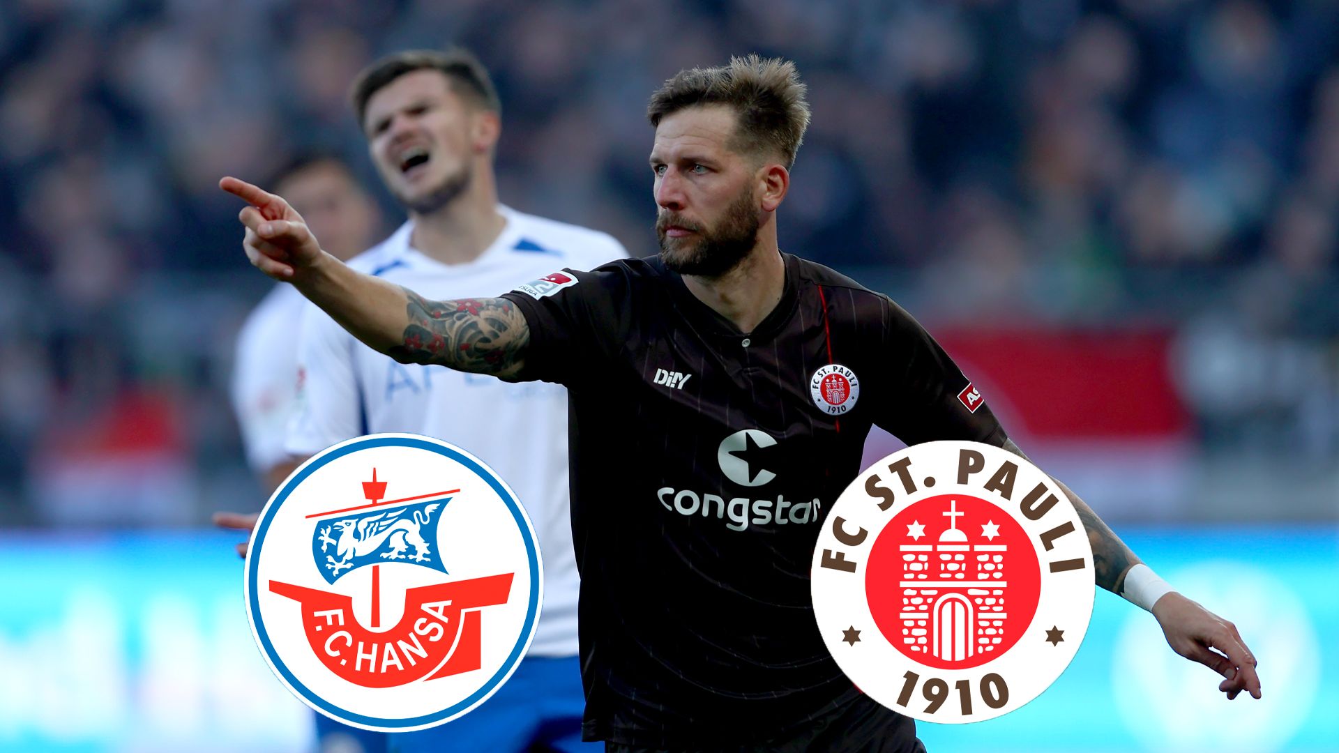 Hansa Rostock FC Schalke 04 Guido Burgstaller jubelt im Hinspiel 2021 2022 2. Bundesliga