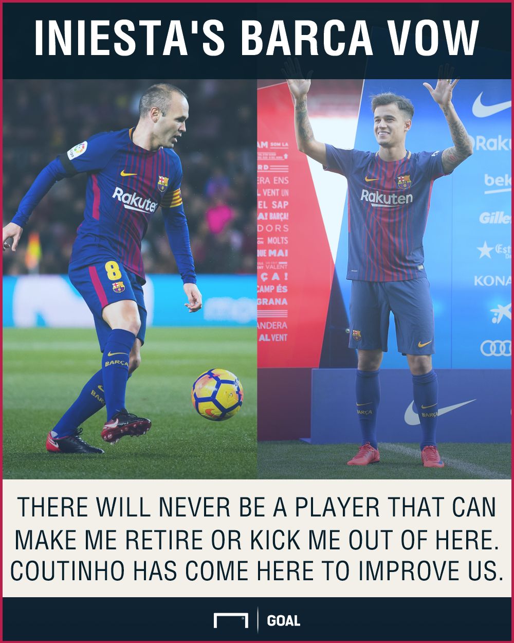 Andres Iniesta Philppe Coutinho won't retire