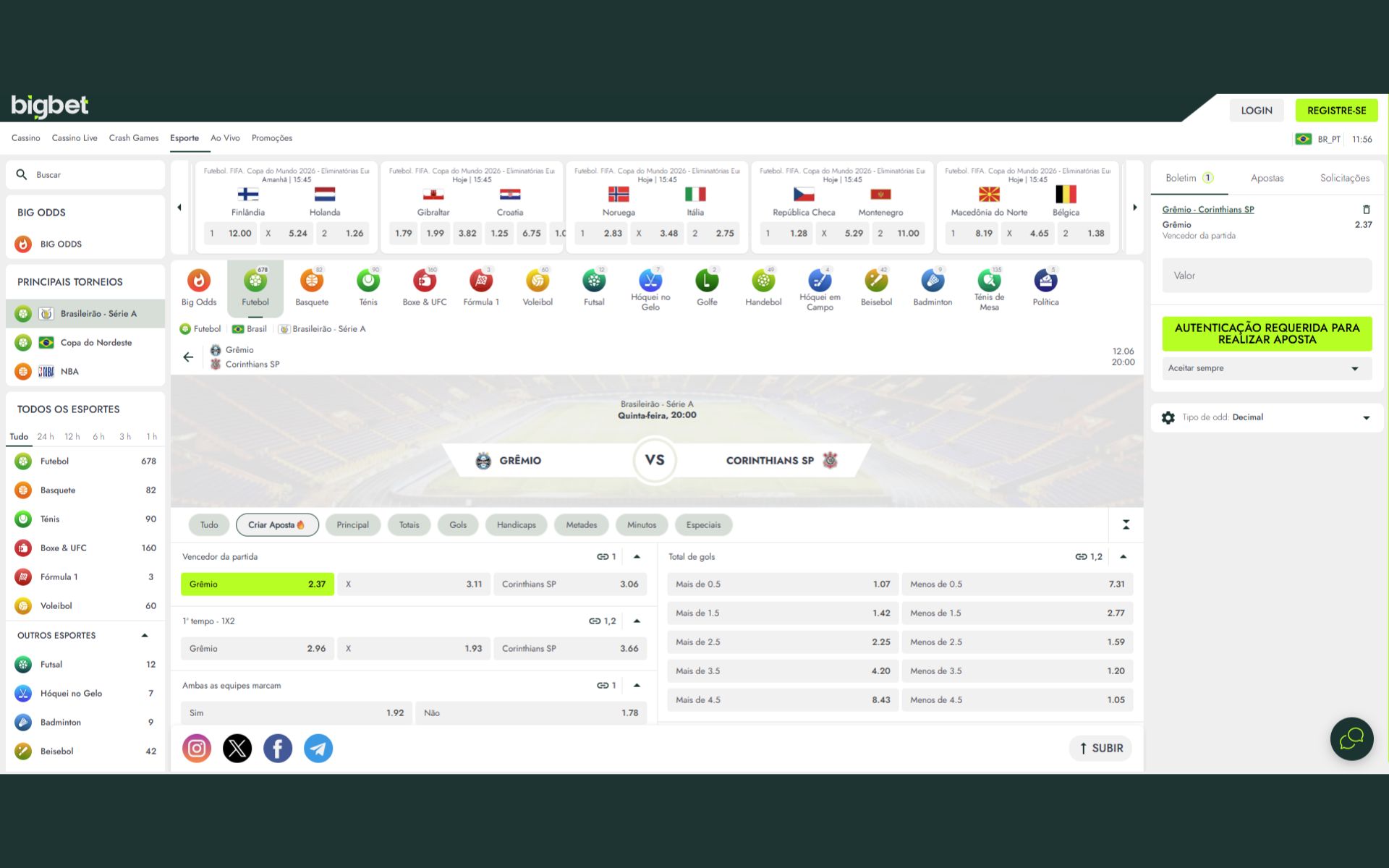 BigBet apostas múltiplas