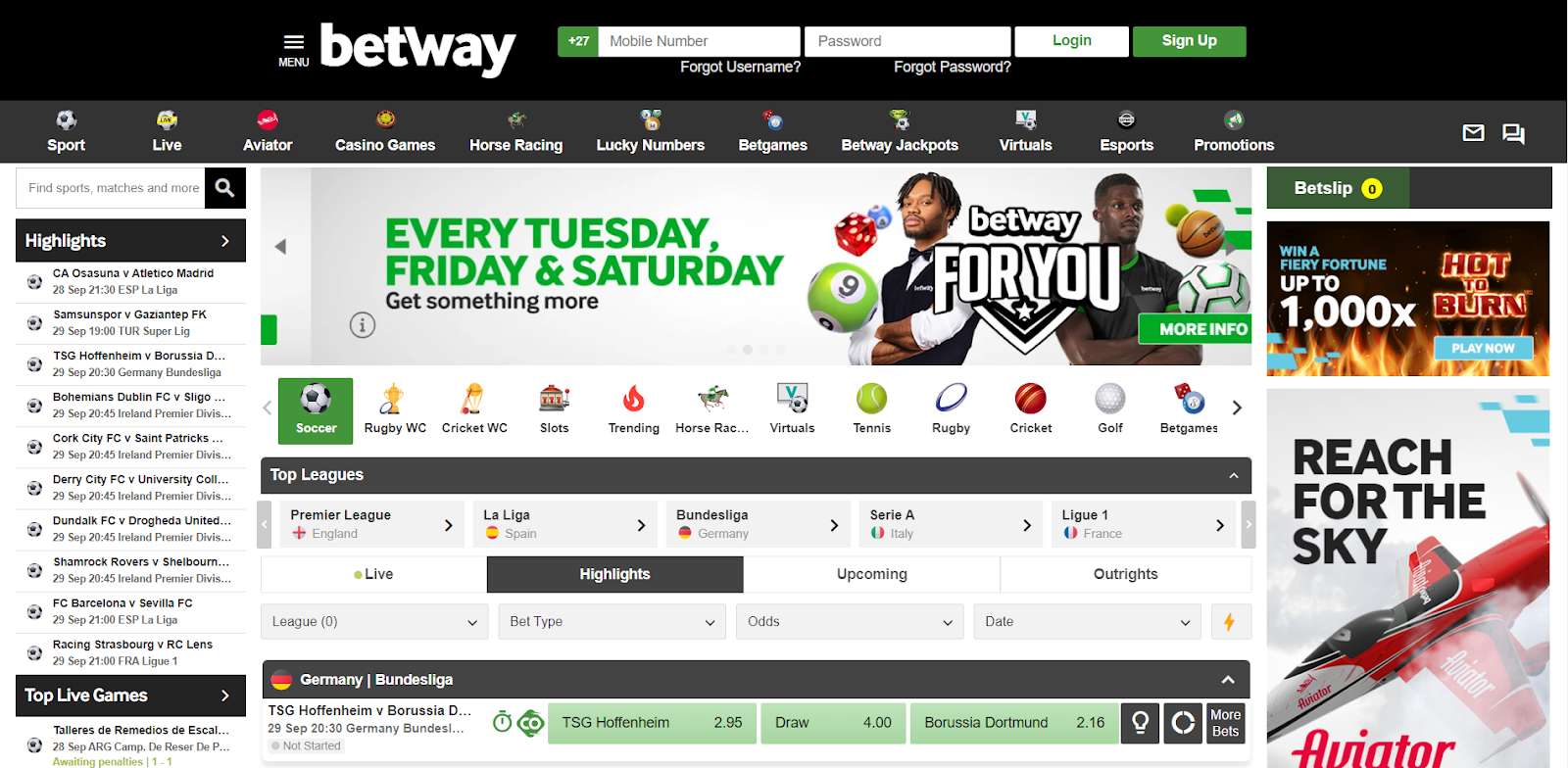 betway south africa homepage