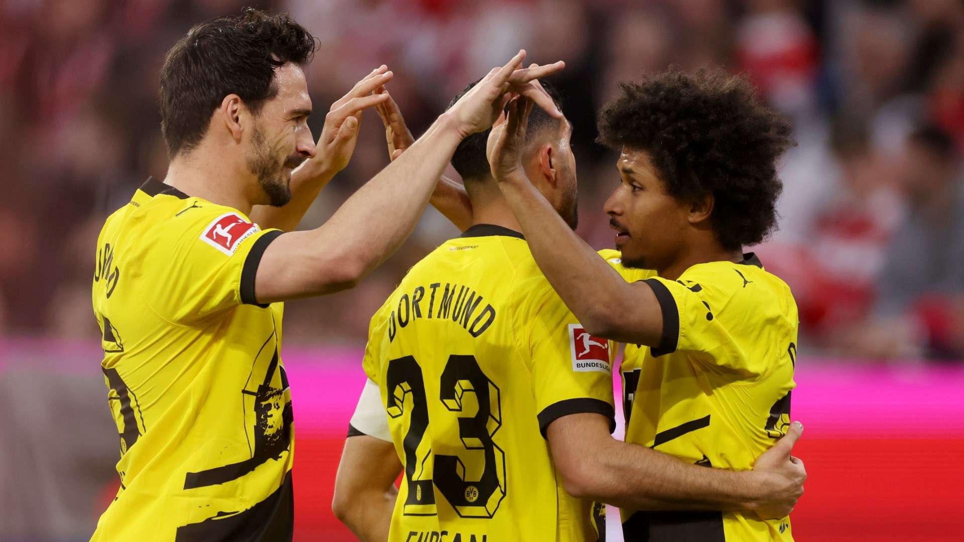 Dortmund celebrating Karim Adeyemi goal against Bayern Munich 2023-24
