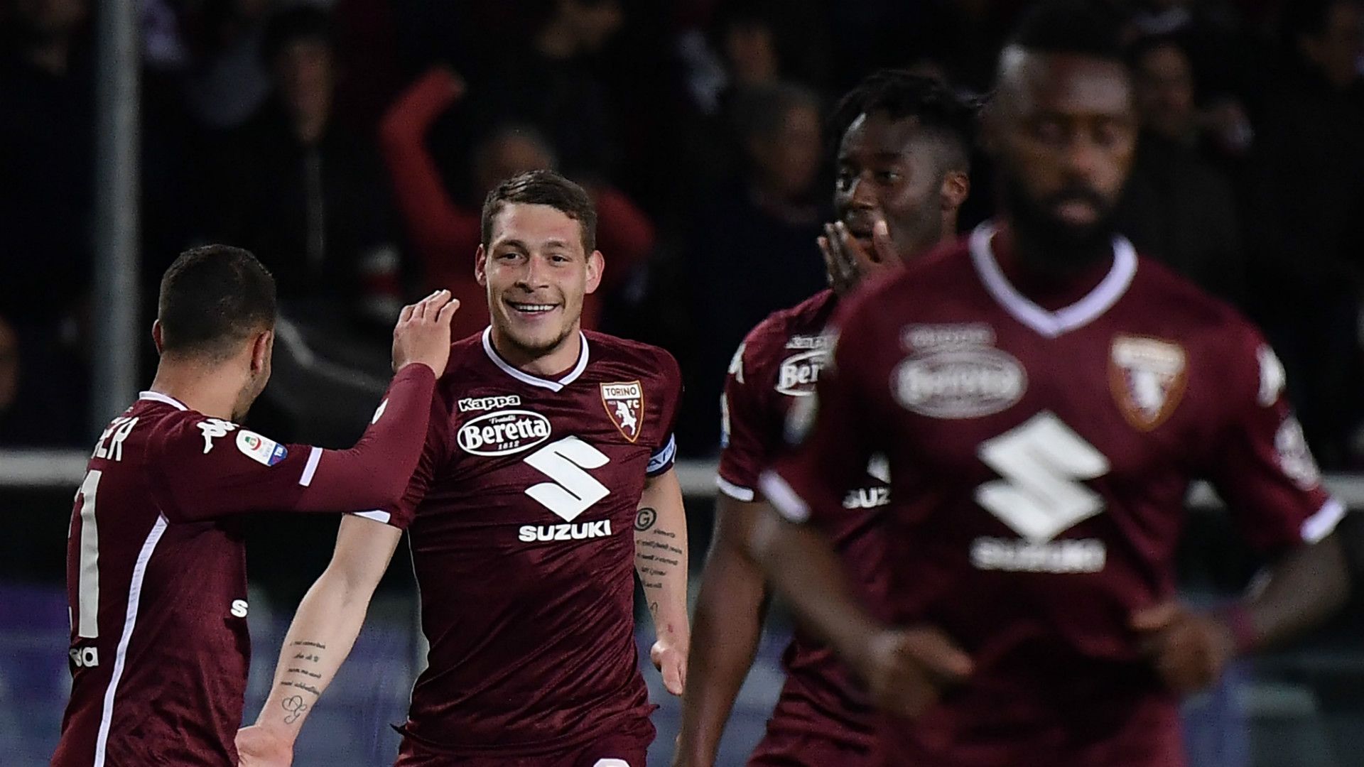 Andrea Belotti celebrating Torino Milan
