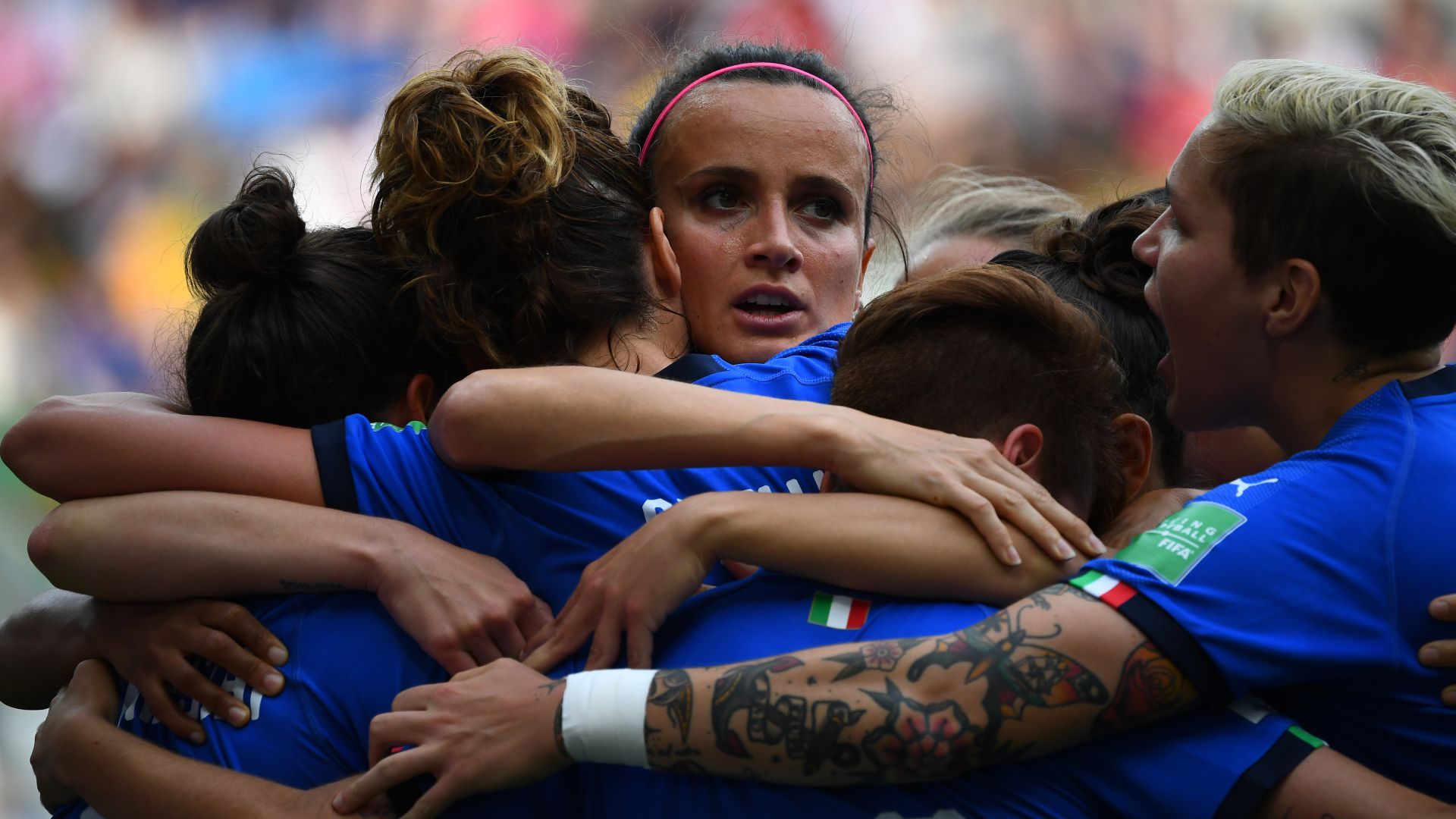 Italy players celebrating Jamaica Italy Women’s World Cup