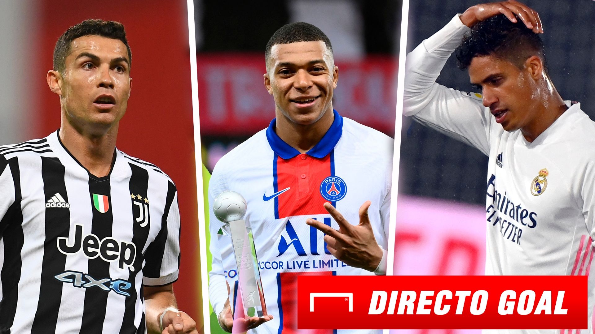 Cristiano Ronaldo, Mbappé y Varane (Juventus, PSG y Real Madrid)