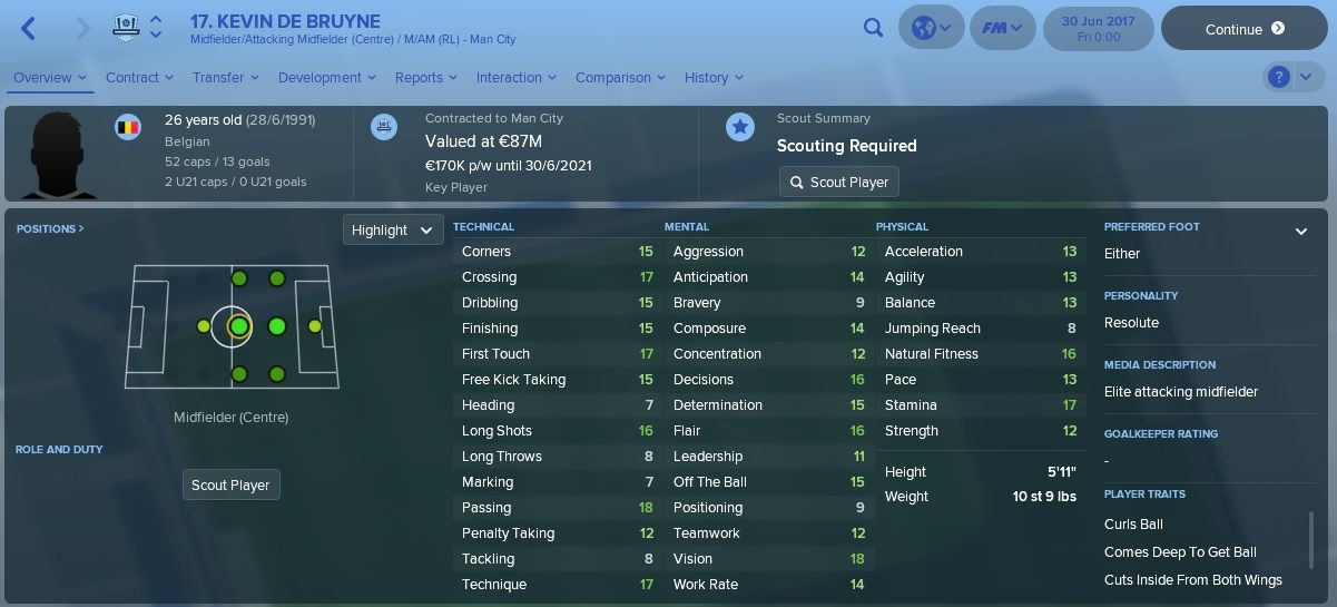 Football Manager 2018 Beta De Bruyne