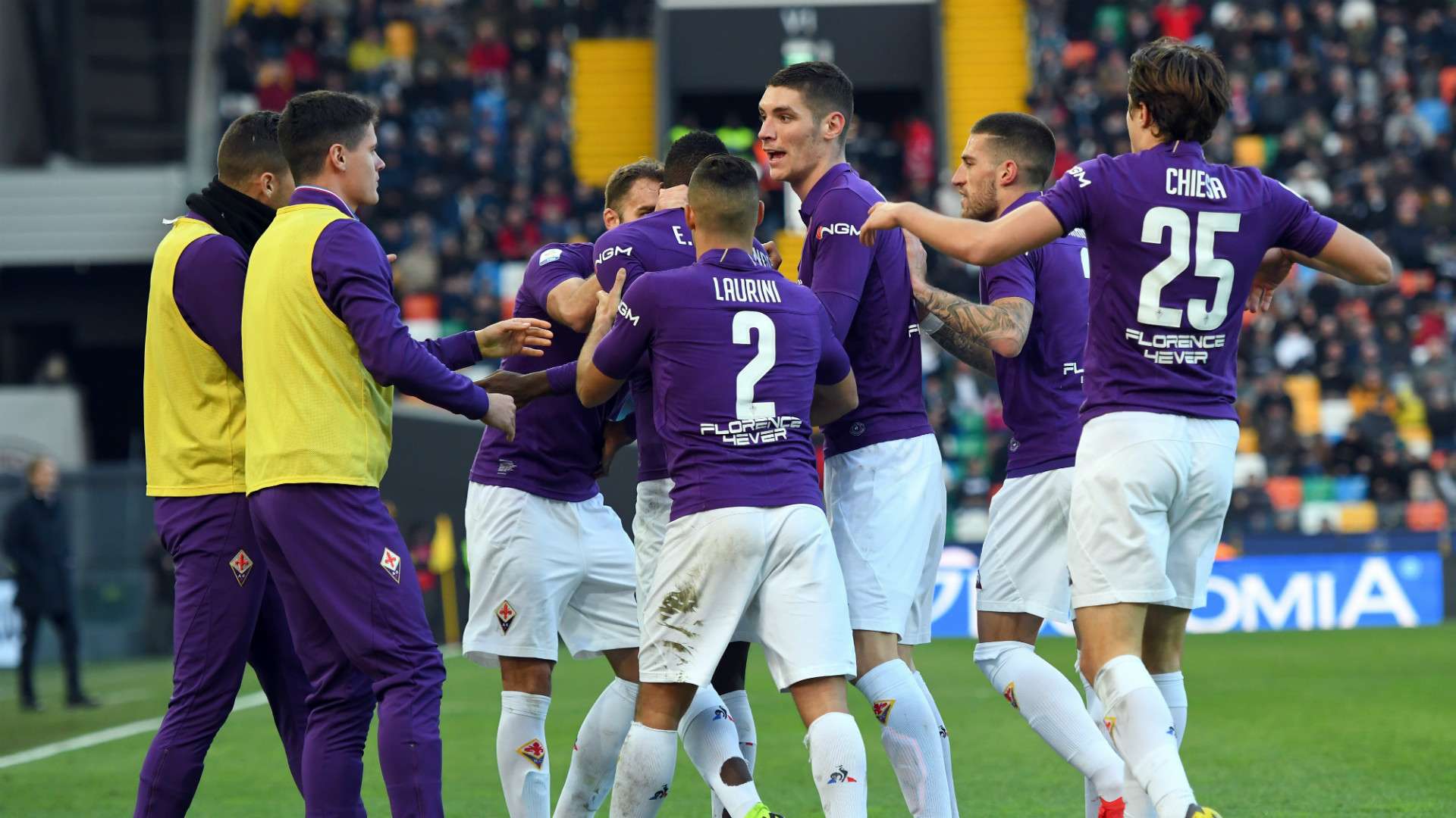 Fiorentina celebrating Udinese Serie A
