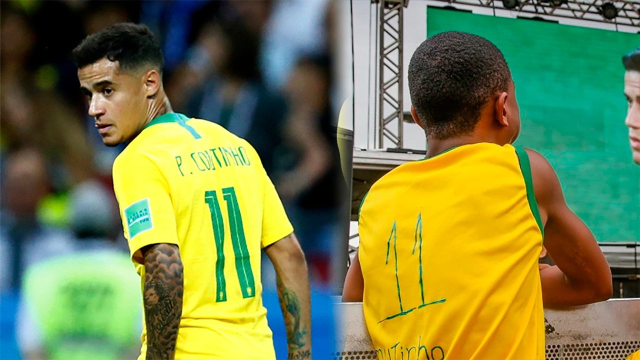GFX Coutinho Brasil menino camiseta improvisada Copa 2018