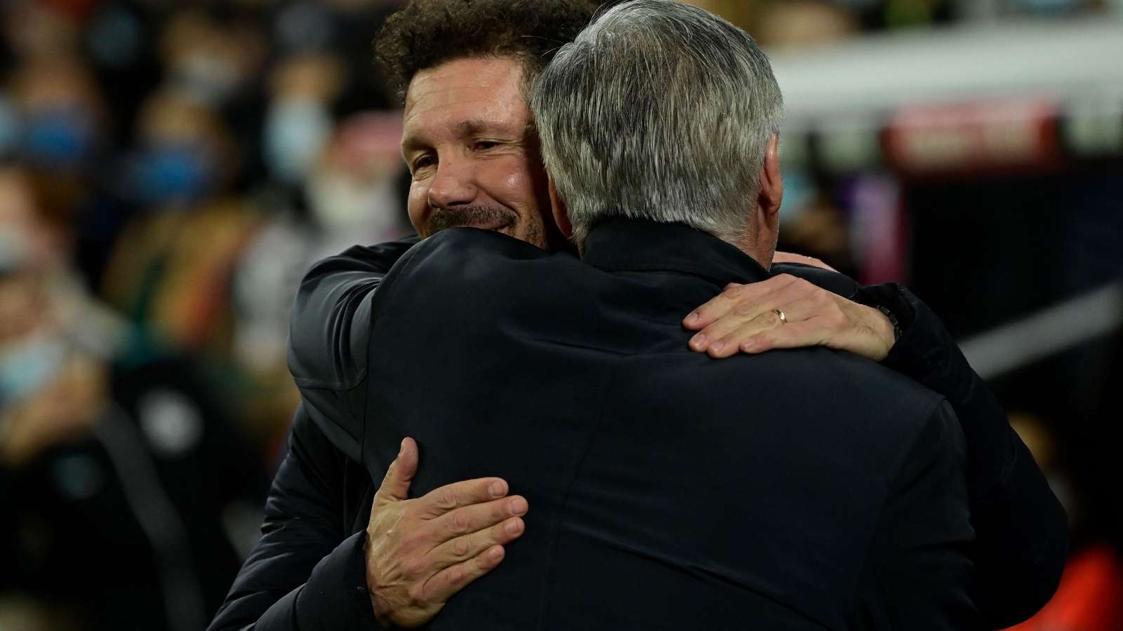 Diego Simeone greets Carlo Ancelotti