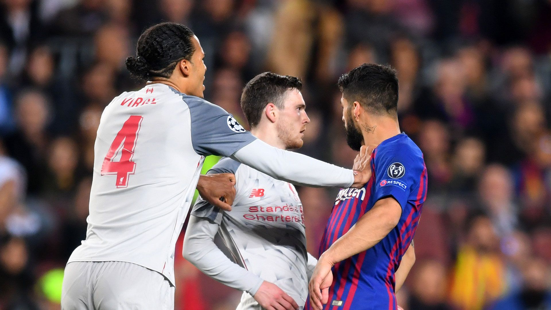 Van Dijk Suarez FC Barcelona vs. FC Liverpool Champions League 01052019
