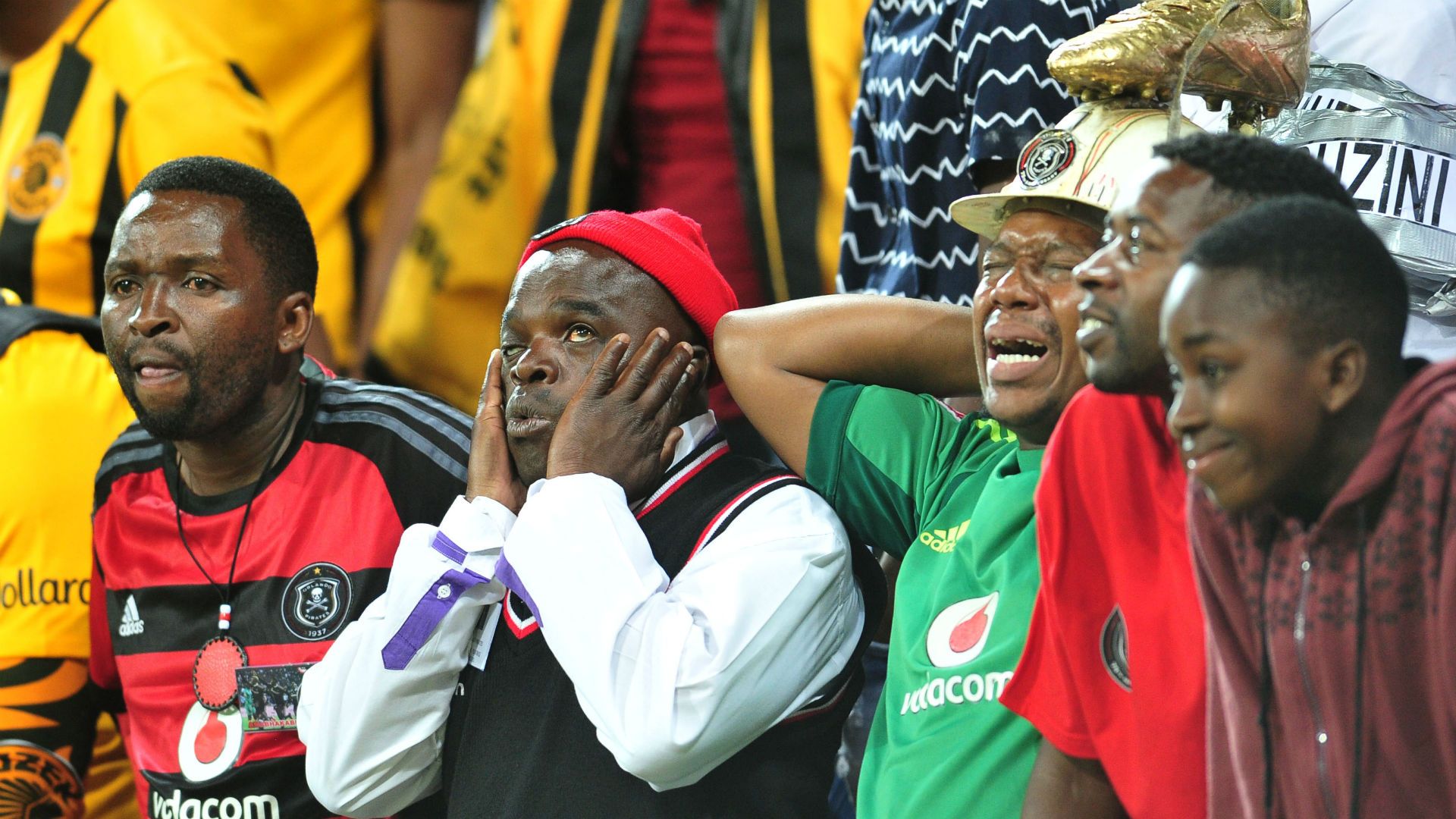 Frustated looking Orlando Pirates fans