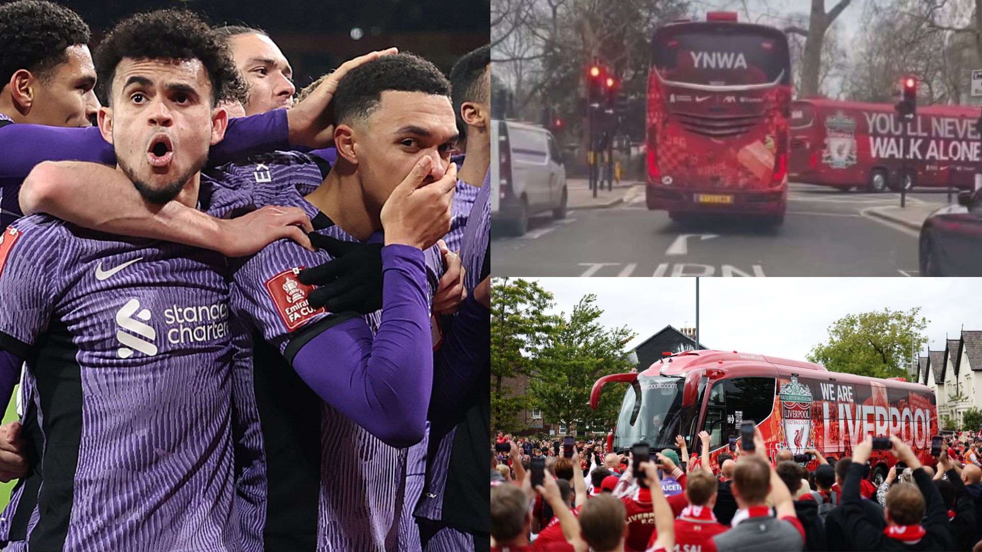 Liverpool team bus red light