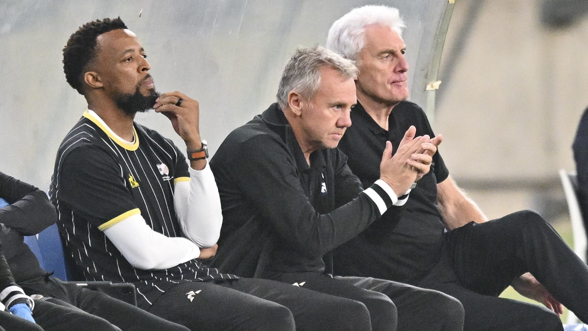 Kopano Melesi, Grant Johnson and Hugo Broos, Bafana Bafana