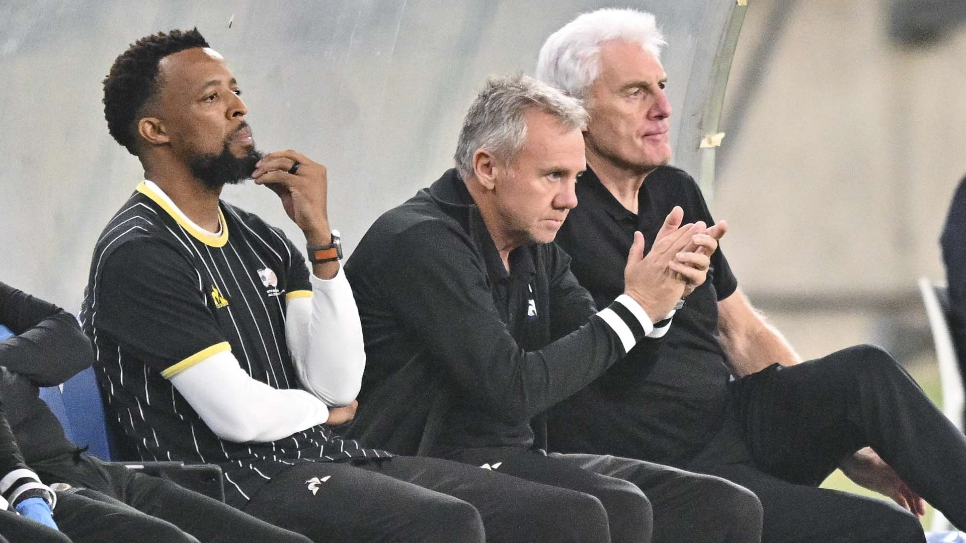 Kopano Melesi, Grant Johnson and Hugo Broos, Bafana Bafana