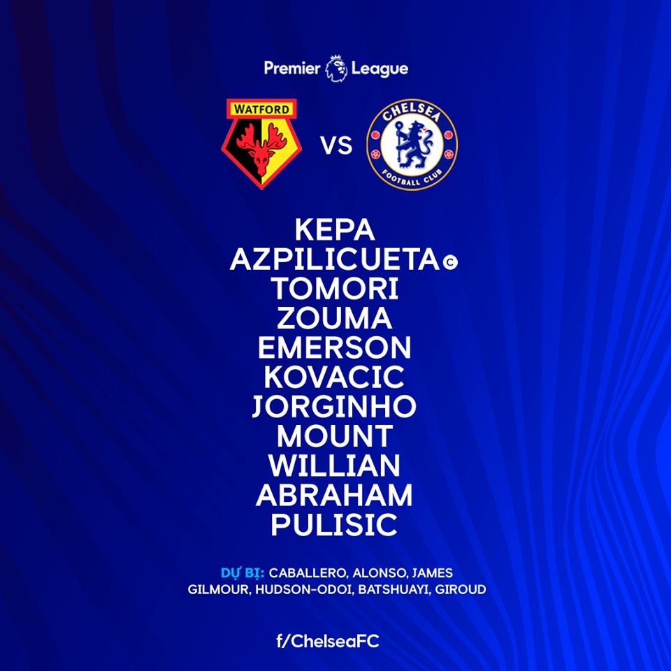 Chelsea line up v Watford EPL 021119