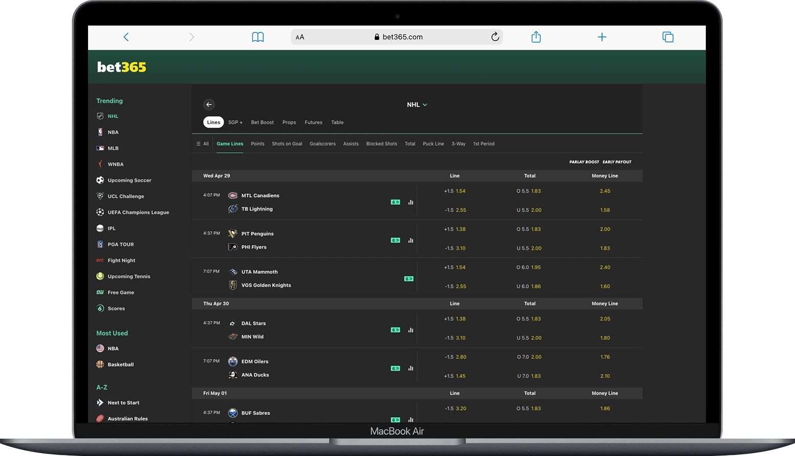 bet365 roc nhl