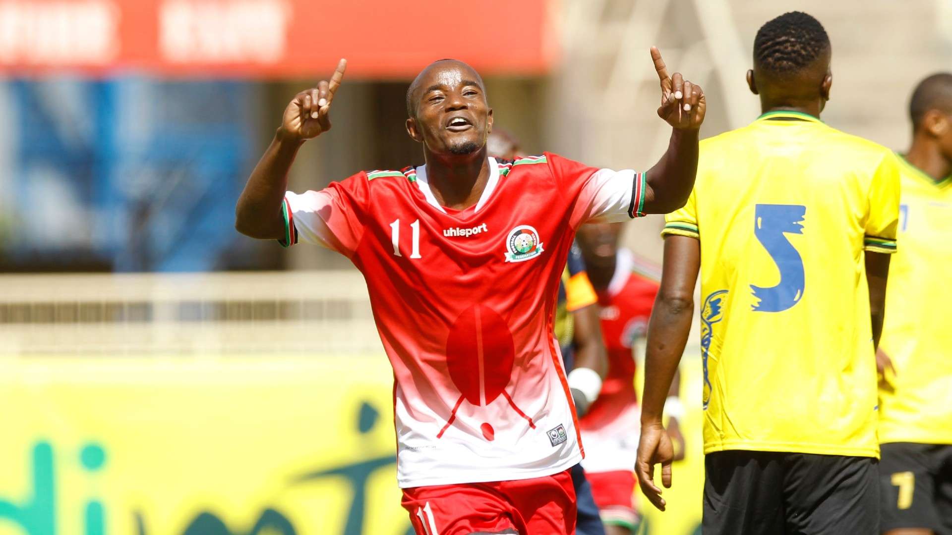 Kenya and Harambee Stars striker Erick Kapaito vs Tanzania.