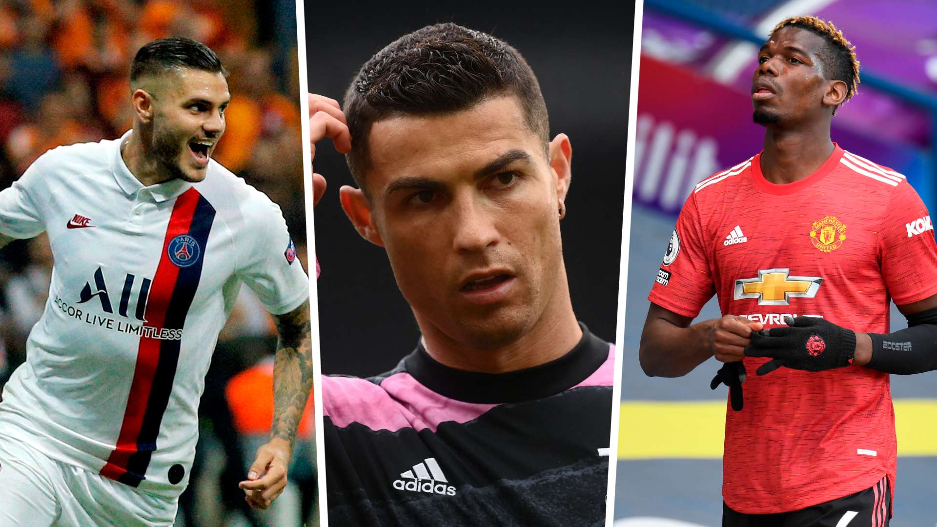 Mauro Icardi, Cristiano Ronaldo, Paul Pogba GFX