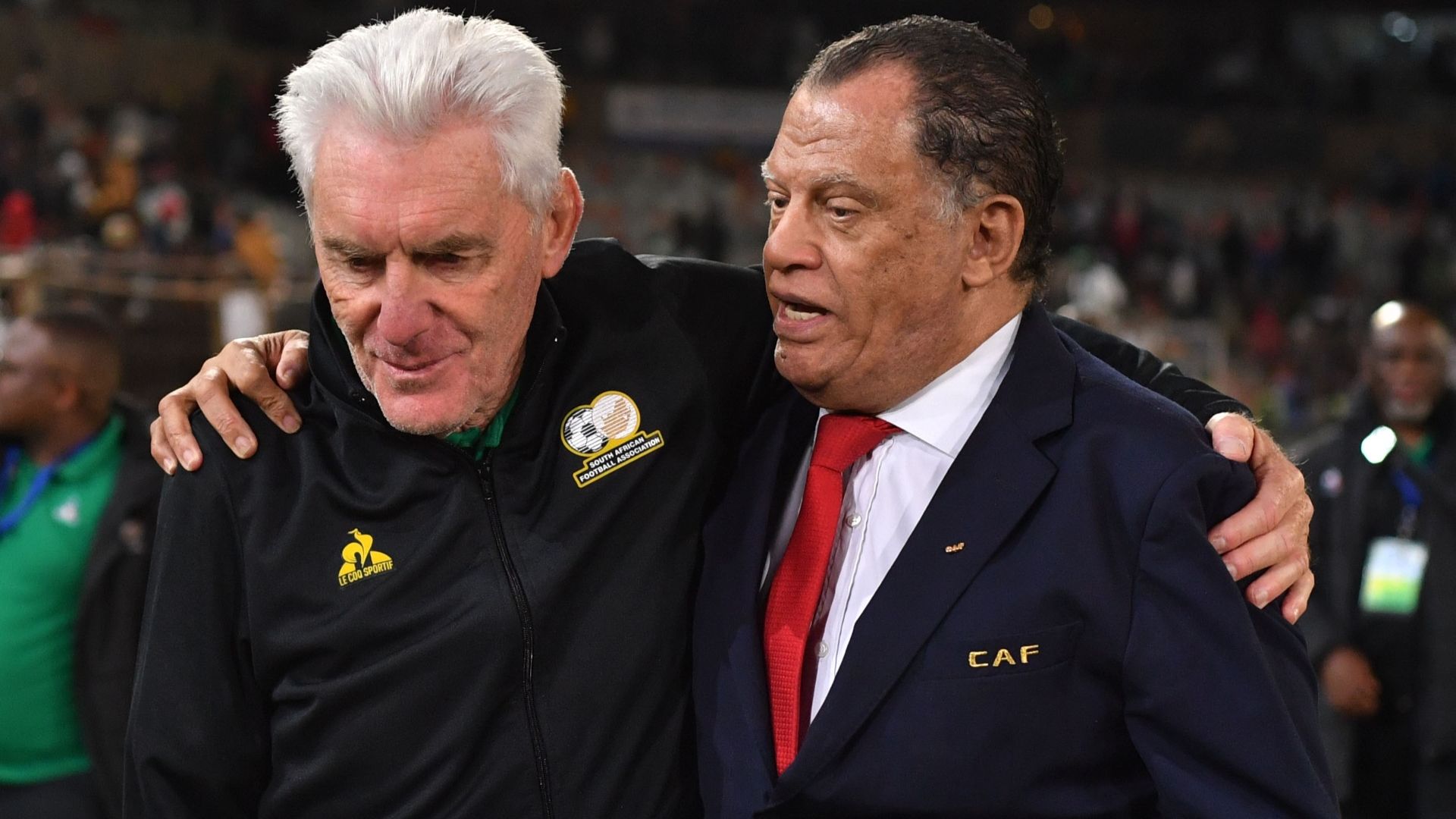 Hugo Broos and Danny Jordaan