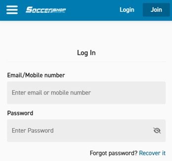 SoccerShop Login