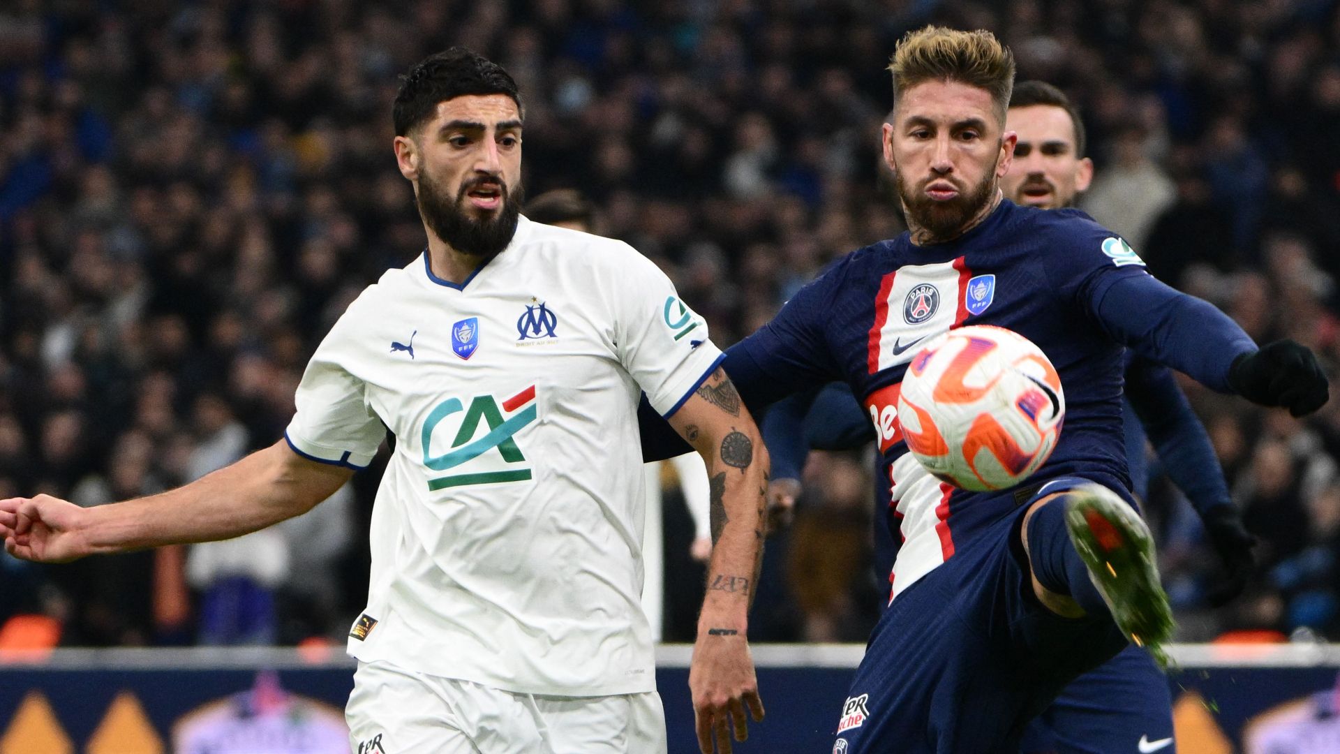 Sergio Ramos Samuel Gigot Marseille PSG Coupe de France 08022023