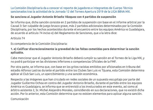 Sanción Pollo Briseño