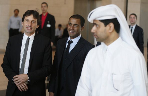 Leonardo, Lucas Moura and Nasser Al-Khelaifi