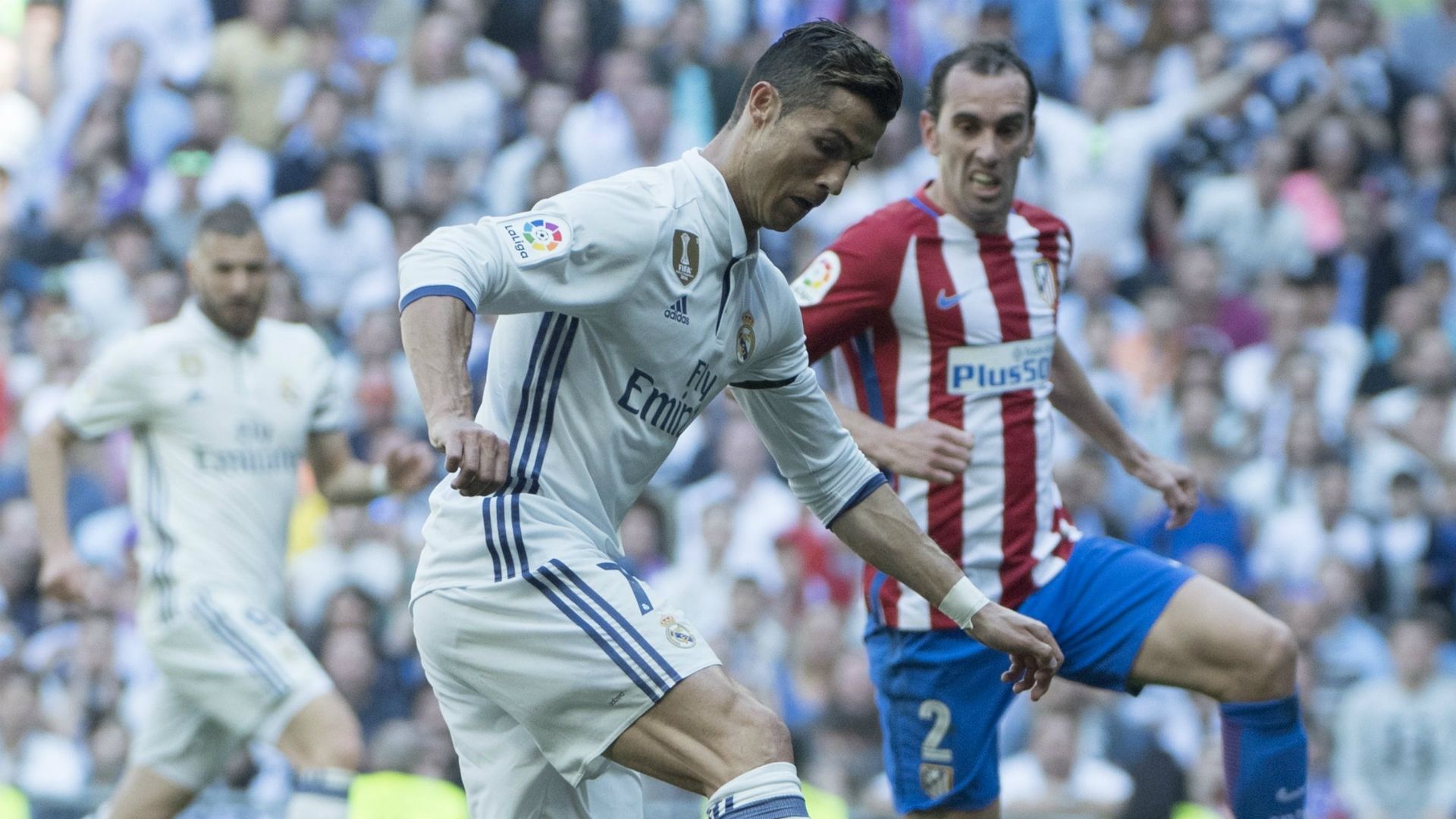Cristiano Ronaldo Diego Godin Real Madrid Atletico Madrid La Liga