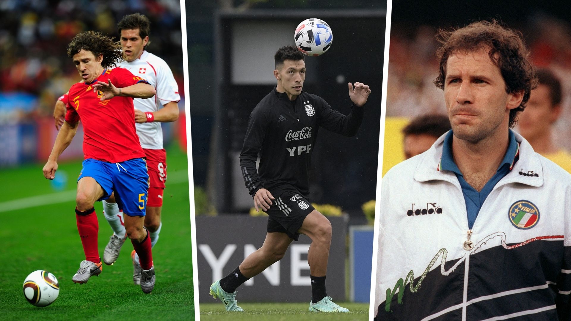 Carles Puyol, Lisandro Martinez ,Franco Baresi GFX