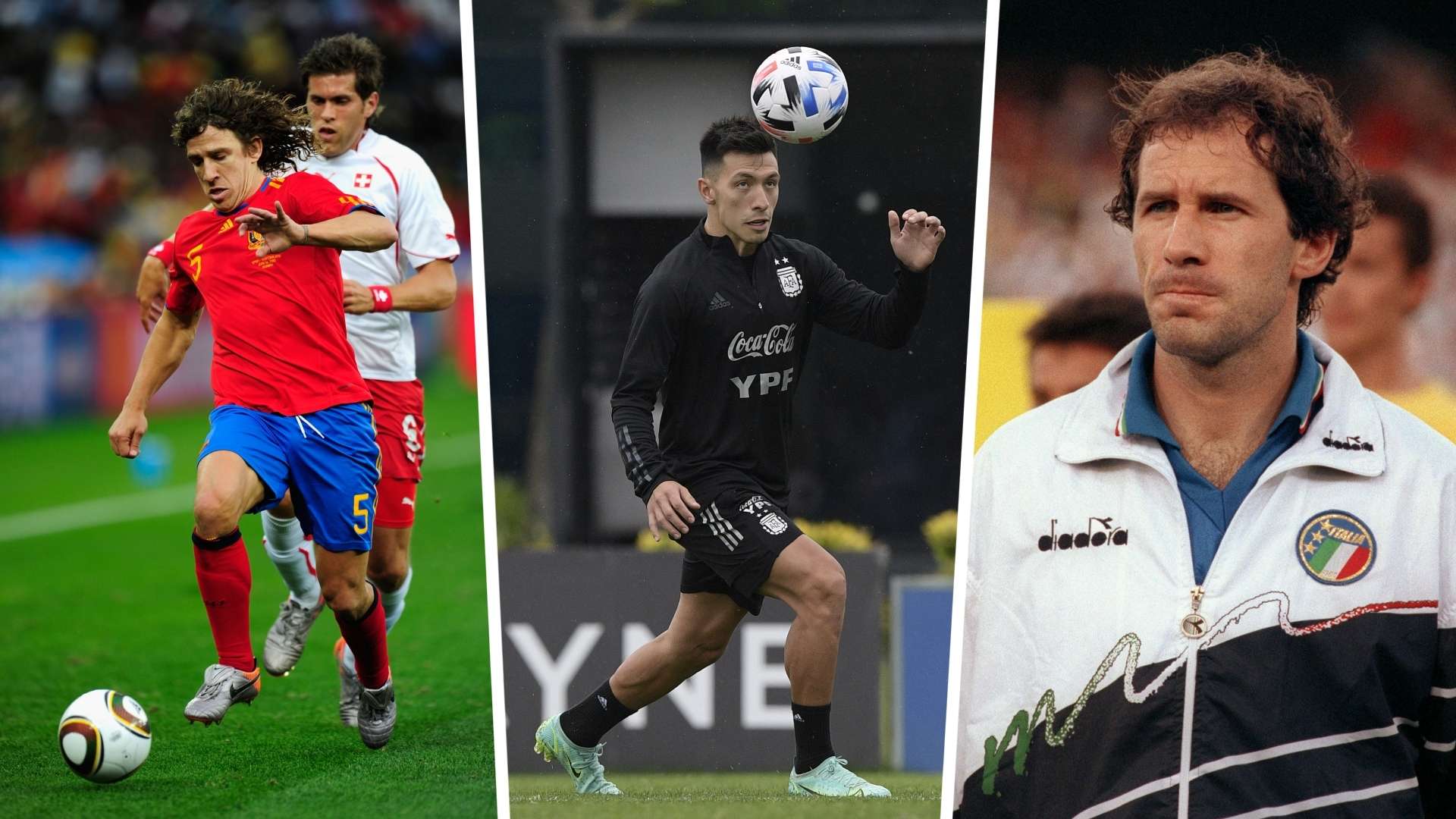 Carles Puyol, Lisandro Martinez ,Franco Baresi GFX