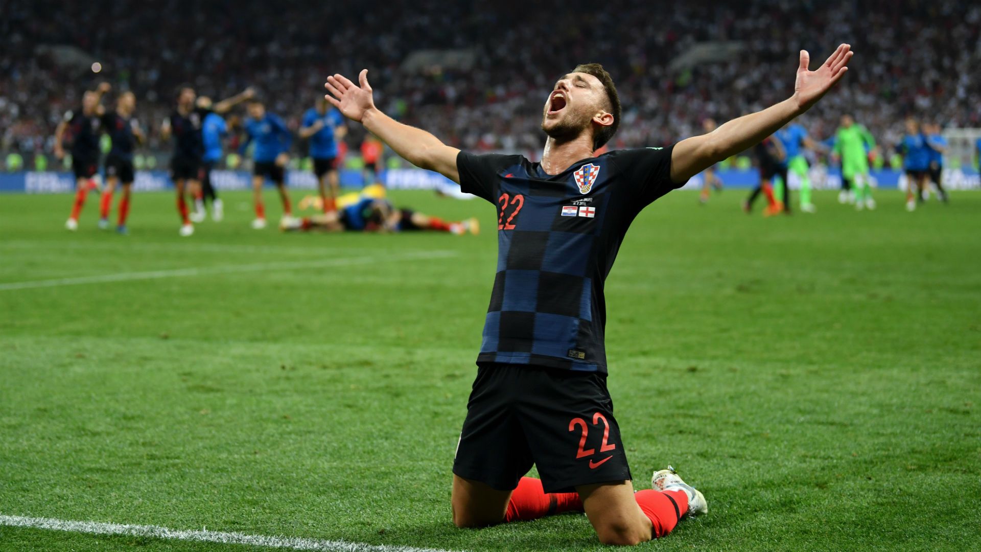croatia england - josip pivaric celebration - world cup - 11072018