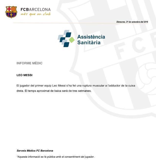 parte médico fcb messi