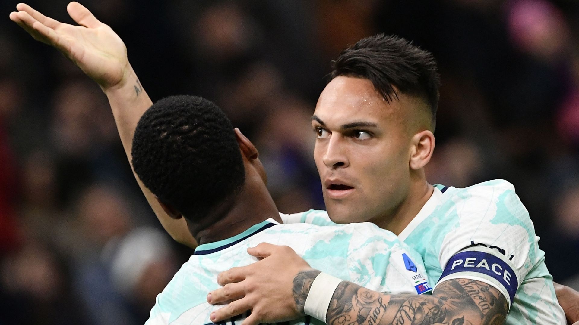 Lautaro Martinez celebrating Inter Lecce Serie A