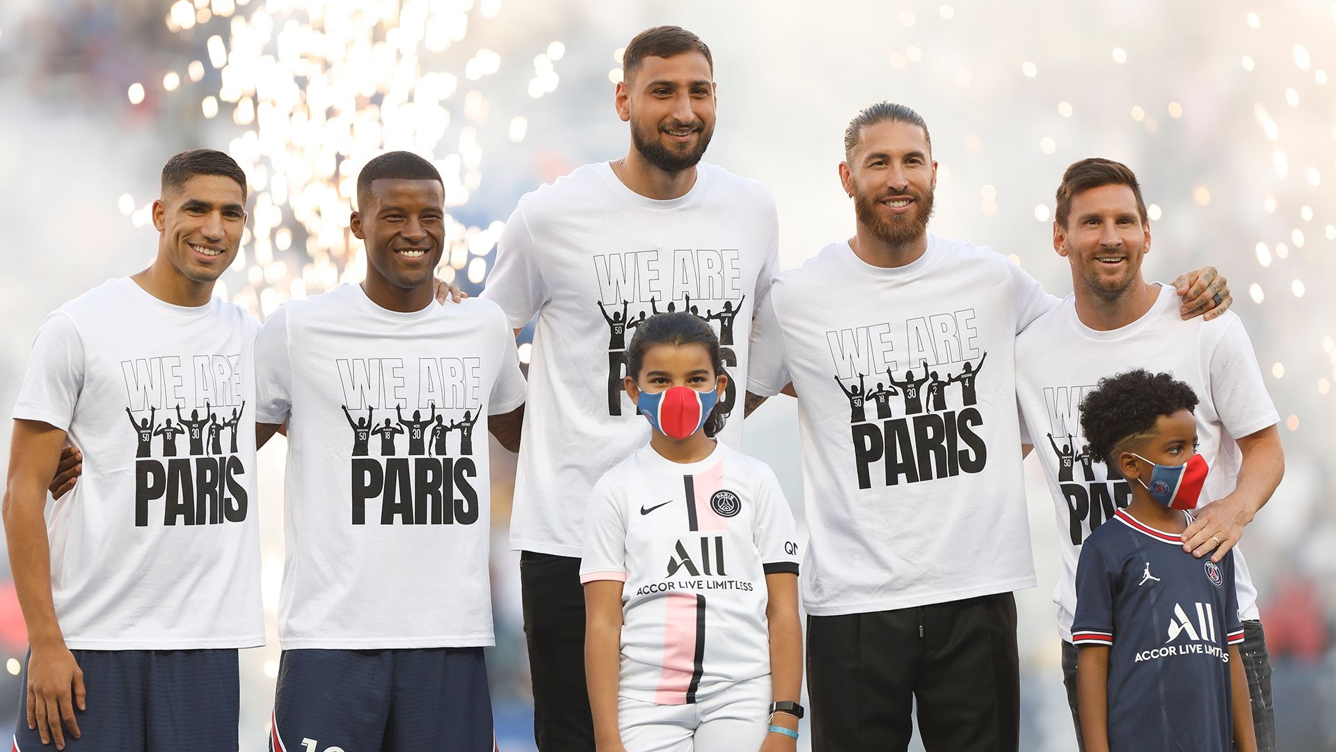 Lionel Messi Sergio Ramos Gigi Donnarumma Gini Wijnaldum Achraf Hakimi PSG 2021