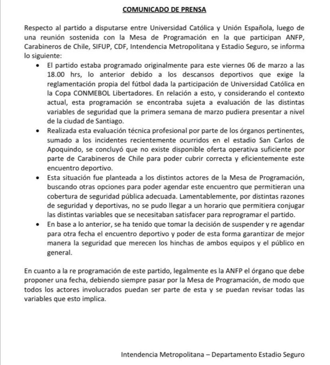 Comunicado intendencia