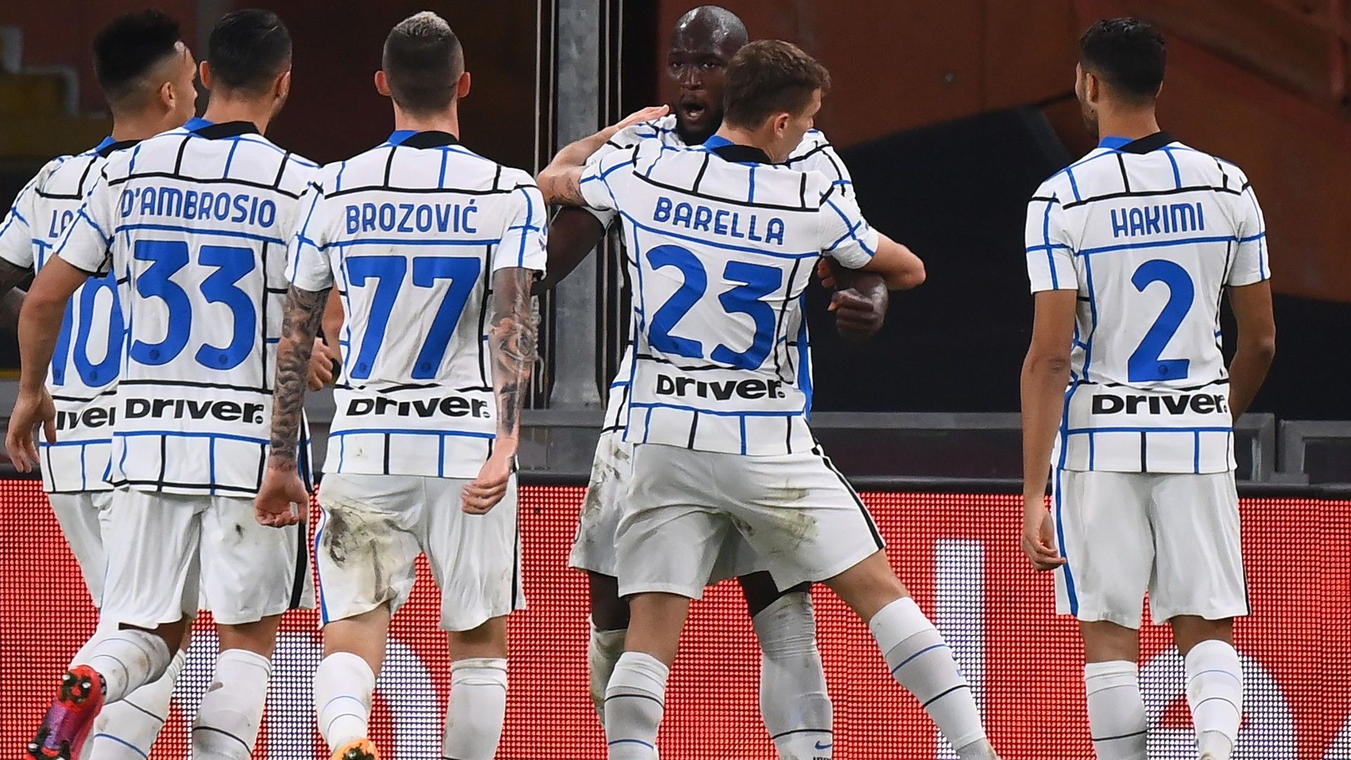 Inter celebrates goal against Genoa