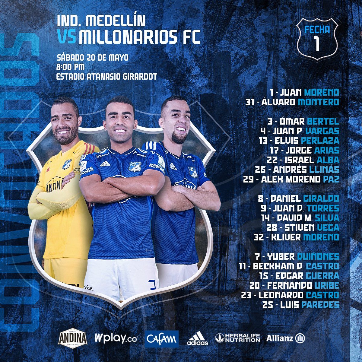 Convocados Millonarios Fecha 21 Liga BetPlay 2023