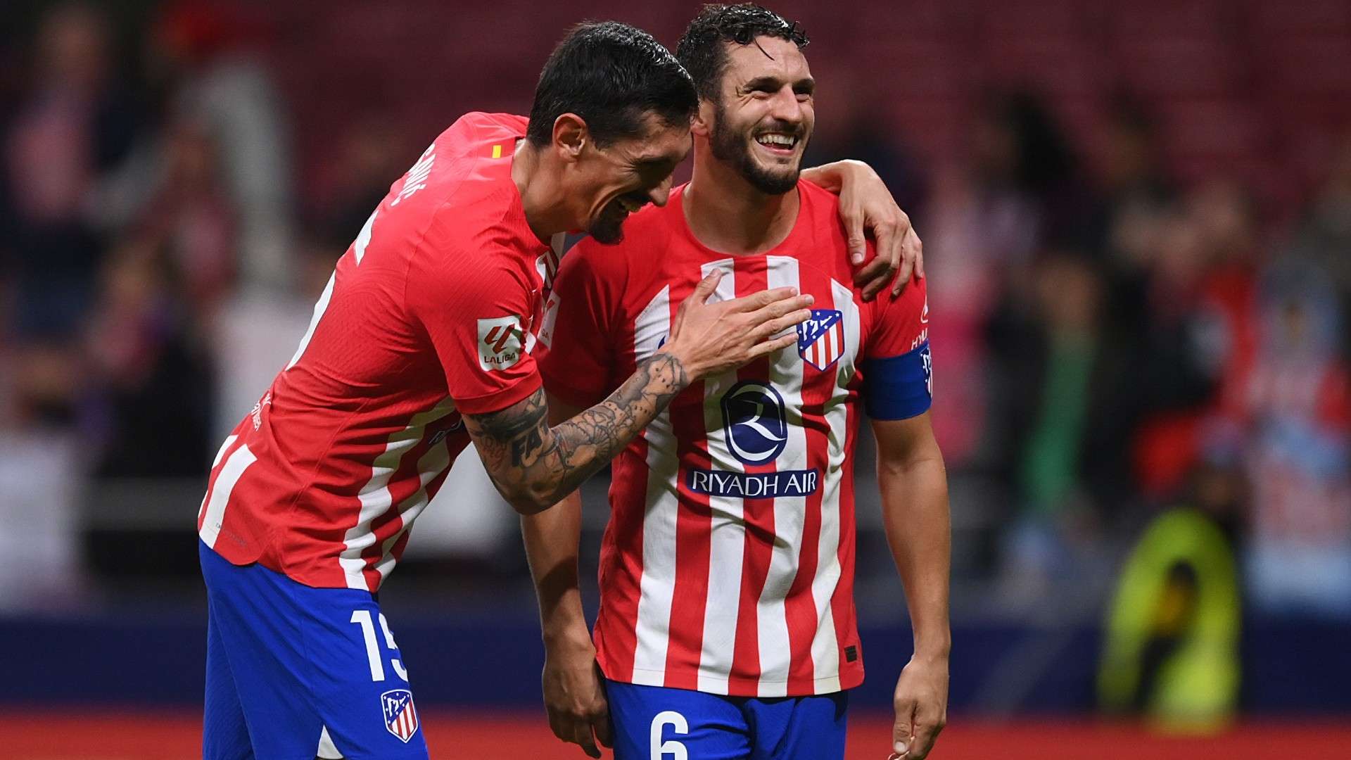 Stefan Savic and Koke of Atletico Madrid