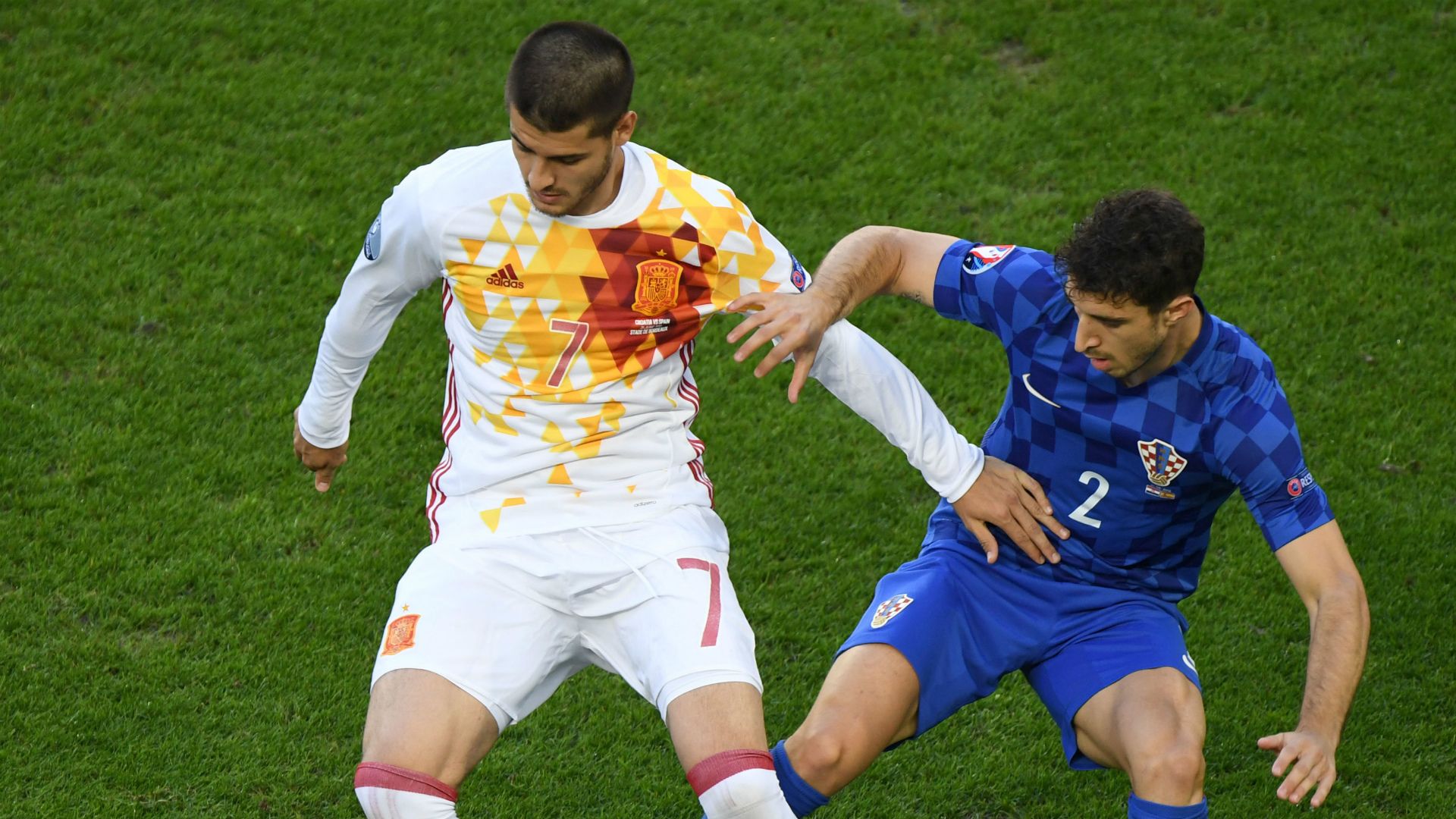 Alvaro Morata Sime Vrsaljko Spain Croatia UEFA Euro 2016