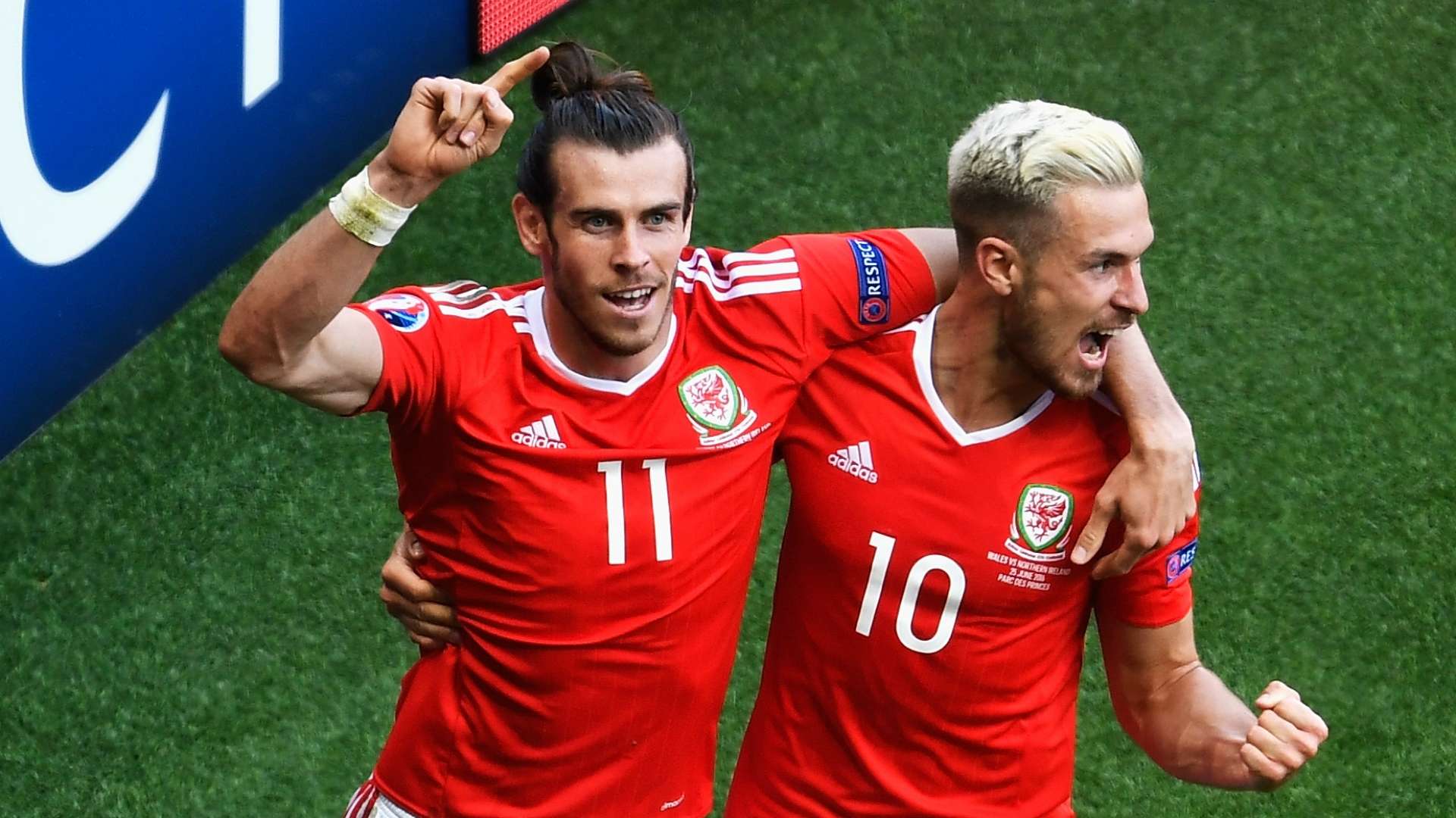 Gareth Bale Aaron Ramsey Wales v Northern Ireland Euro 2016 25062016