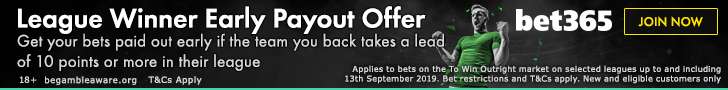 bet365 League Winner Early Payout Promotion banner