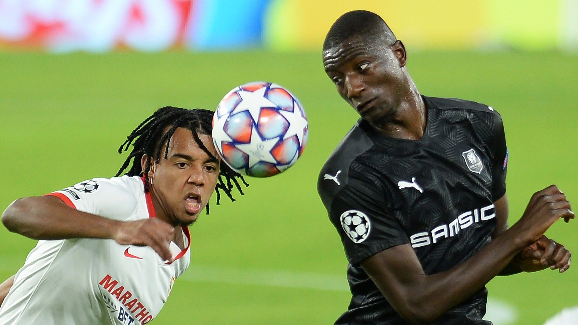 Kounde Guirassy Sevilla Rennes Champions 281020