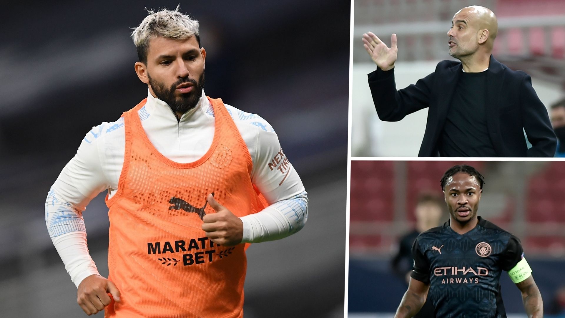 Sergio Aguero Pep Guardiola Raheem Sterling Manchester City GFX