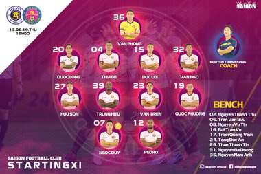 Ha Noi FC vs Sai Gon FC Starting XI Round 13 V.League 2019