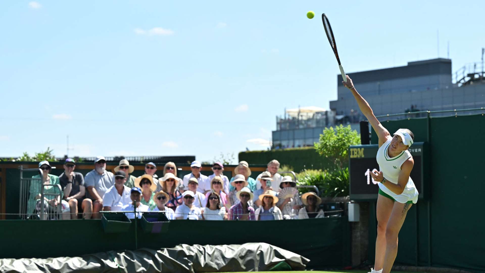 Ukraine's Elina Svitolina serves to Hungary's Anna Bondar