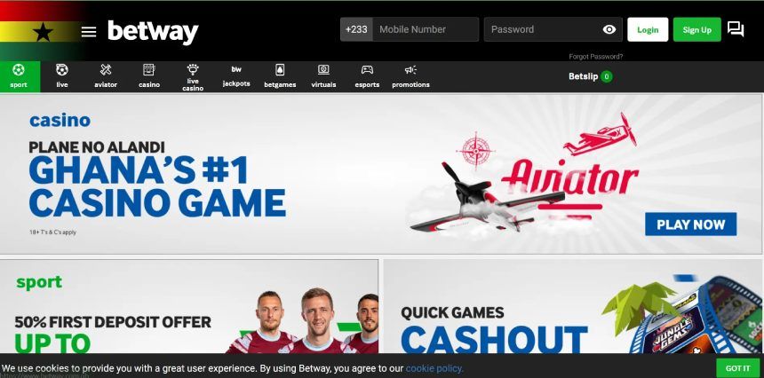 Betway Homepage 