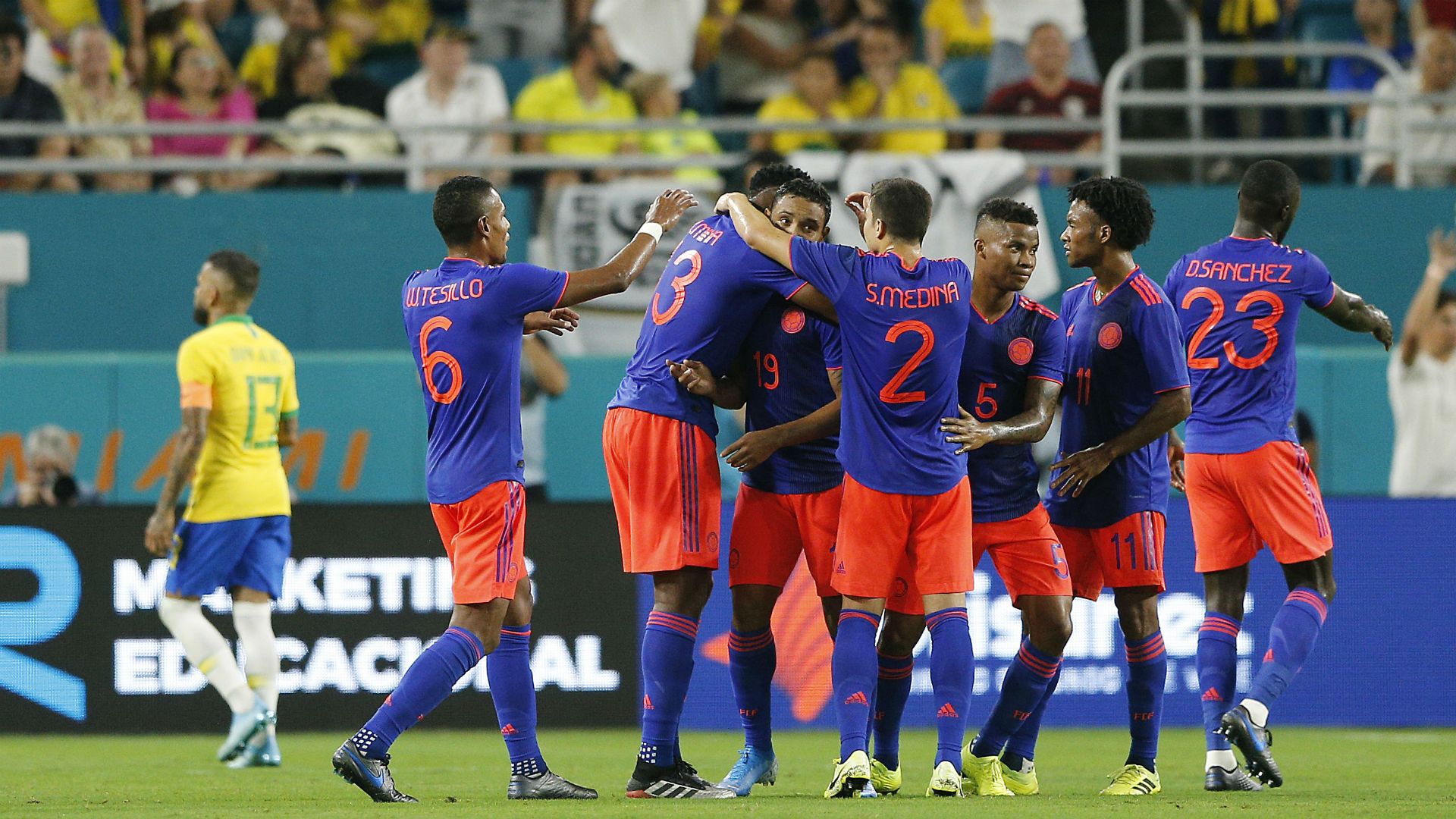 Colombia gol a Brasil Amistoso 2019