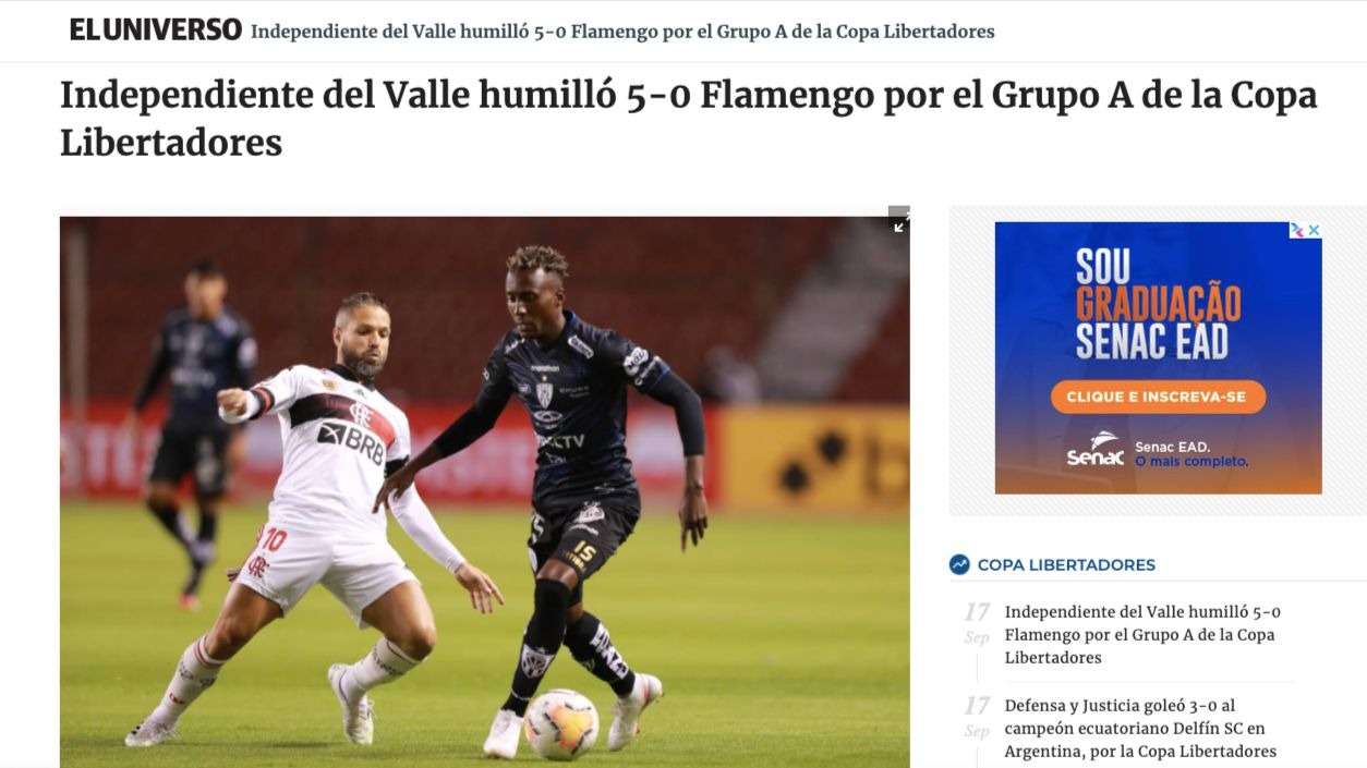 El Universo Independiente del Valle 5 x 0 Flamengo 2020