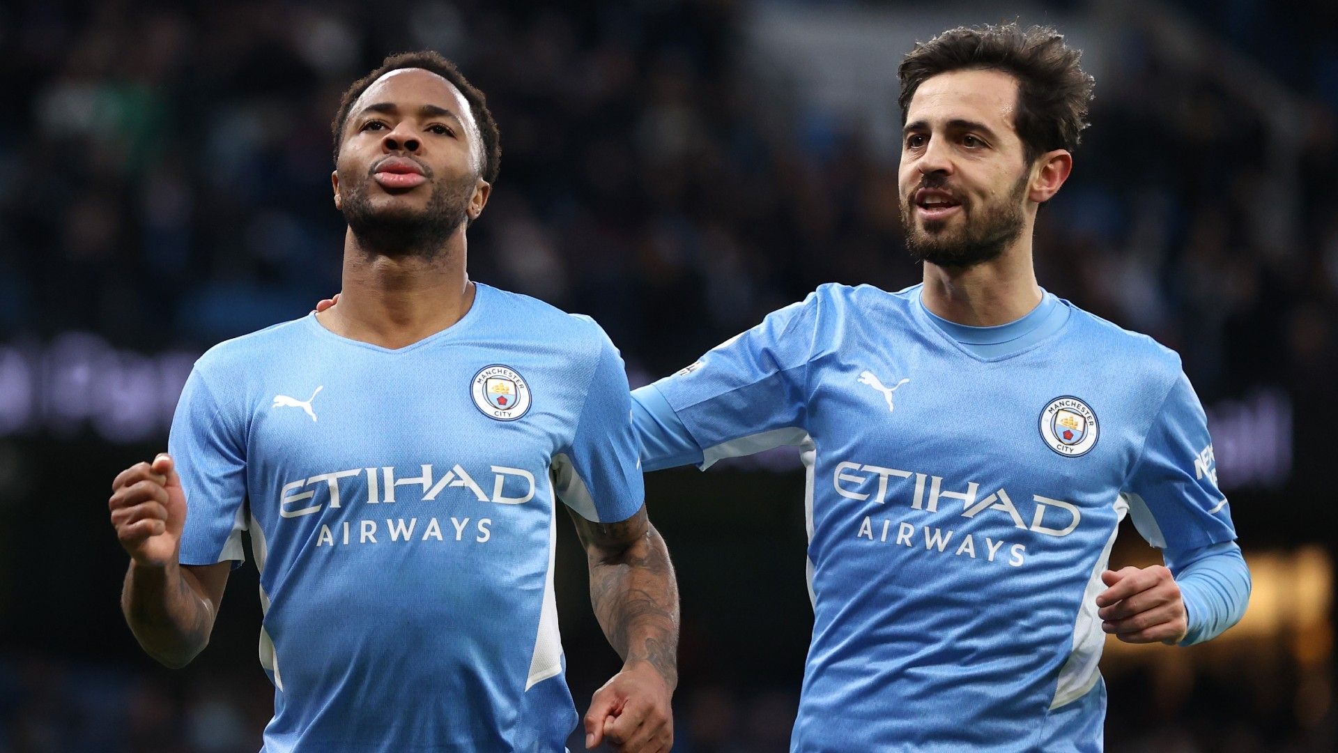 Raheem Sterling Bernardo Silva Manchester City Leicester 2021-22