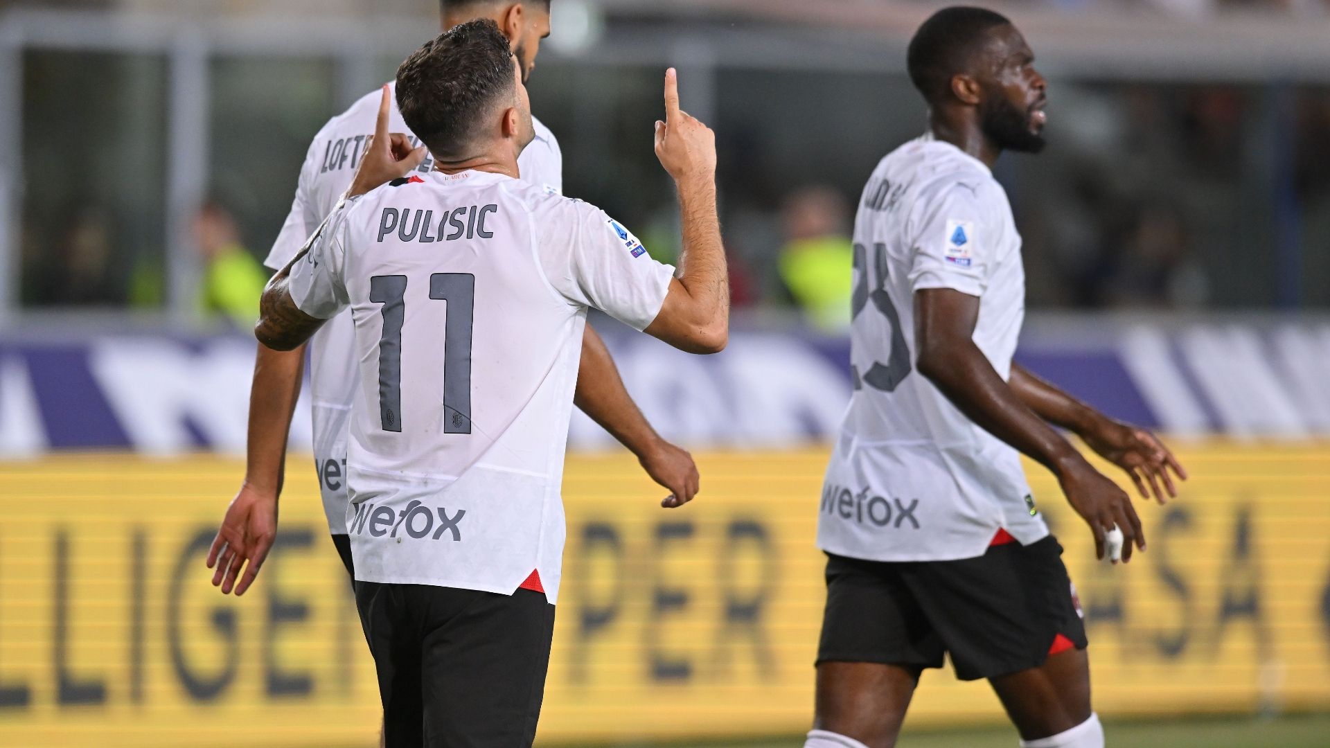 Pulisic celebrating Bologna Milan Serie A